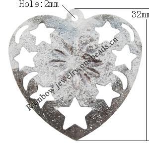 Iron Jewelry finding Pendant Lead-free, Heart 32x52mm Hole:2mm, Sold by Bag