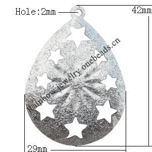 Iron Jewelry finding Pendant Lead-free, Teardrop 29x42mm Hole:2mm, Sold by Bag