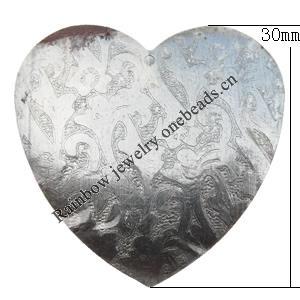 Iron Jewelry finding Pendant Lead-free, Heart 30x30mm Hole:1mm, Sold by Bag