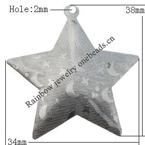 Iron Jewelry finding Pendant Lead-free, Star 34x38mm Hole:2mm, Sold by Bag