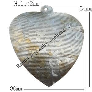 Iron Jewelry finding Pendant Lead-free, Heart 30x34mm Hole:2mm, Sold by Bag
