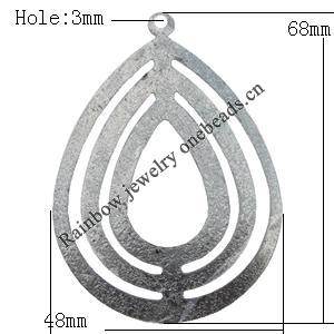 Iron Jewelry finding Pendant Lead-free, Teardrop 48x68mm Hole:3mm, Sold by Bag