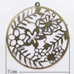 Iron Jewelry finding Pendant Lead-free, Round 51mm Hole:2mm, Sold by Bag