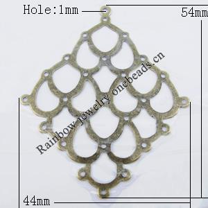 Iron Jewelry finding Connectors/links Pb-free, 44x54mm Hole:1mm, Sold by Bag