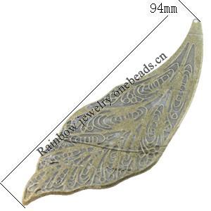 Iron Jewelry finding Pendant Lead-free, Leaf 32x94mm Hole:1.5mm, Sold by Bag