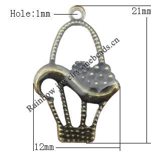 Iron Jewelry finding Pendant Lead-free, Flower basket 12x21mm Hole:1mm, Sold by Bag