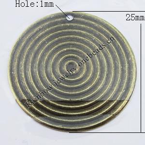 Iron Jewelry finding Pendant Lead-free, Round 25mm Hole:1mm, Sold by Bag