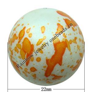 Spray-Painted Acrylic Beads, Round 22x22mm hole:2mm Sold by Bag