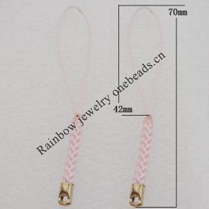 70mm Mobile Telephone or Key Chain Jewelry Cord with Iron cap, Sold by Bag