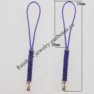 70mm Mobile Telephone or Key Chain Jewelry Cord with Iron cap, Sold by Bag