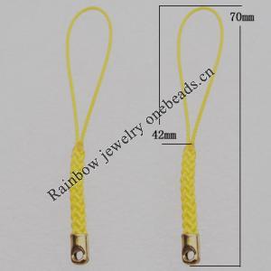 70mm Mobile Telephone or Key Chain Jewelry Cord with Iron cap, Sold by Bag