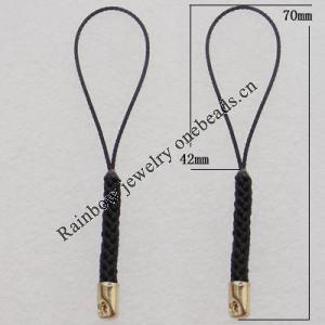 70mm Mobile Telephone or Key Chain Jewelry Cord with Iron cap, Sold by Bag