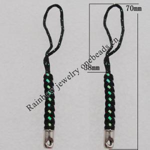 70mm Mobile Telephone or Key Chain Jewelry Cord with Iron cap, Sold by Bag