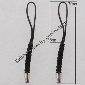 70mm Mobile Telephone or Key Chain Jewelry Cord with Iron cap, Sold by Bag