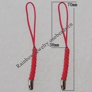 70mm Mobile Telephone or Key Chain Jewelry Cord with Iron cap, Sold by Bag