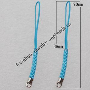 70mm Mobile Telephone or Key Chain Jewelry Cord with Iron cap, Sold by Bag