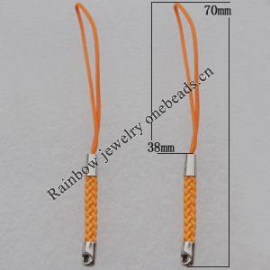 70mm Mobile Telephone or Key Chain Jewelry Cord with Iron cap, Sold by Bag