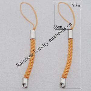 70mm Mobile Telephone or Key Chain Jewelry Cord with Iron cap, Sold by Bag