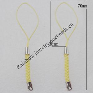 70mm Mobile Telephone or Key Chain Jewelry Cord with Iron cap, Sold by Bag