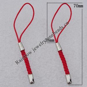 70mm Mobile Telephone or Key Chain Jewelry Cord with Iron cap, Sold by Bag