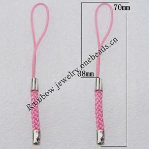 70mm Mobile Telephone or Key Chain Jewelry Cord with Iron cap, Sold by Bag