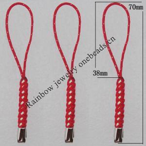 70mm Mobile Telephone or Key Chain Jewelry Cord with Iron cap, Sold by Bag