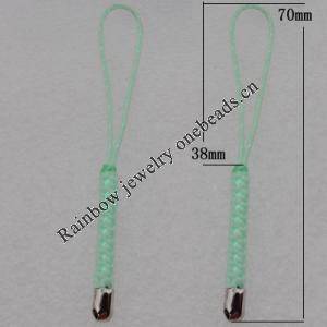 70mm Mobile Telephone or Key Chain Jewelry Cord with Iron cap, Sold by Bag