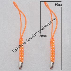 70mm Mobile Telephone or Key Chain Jewelry Cord with Iron cap, Sold by Bag