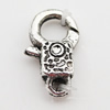 Zinc Alloy Lobster Claw Clasp, Nickel-free & Lead-free, 12mm, Hole:Approx 1MM, Sold by Bag