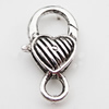 Zinc Alloy Lobster Claw Clasp, Nickel-free & Lead-free, 26x13mm, Hole:Approx 3.5MM, Sold by Bag