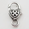 Zinc Alloy Lobster Claw Clasp with Crystal, Nickel-free & Lead-free, 25x13mm, Hole:Approx 4MM, Sold by Bag