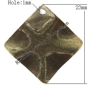 Iron Jewelry finding Pendant Lead-free, Twist Diamond 23x23mm Hole:1mm, Sold by Bag