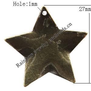 Iron Jewelry finding Pendant Lead-free, Twist Star 27x27mm Hole:1mm, Sold by Bag