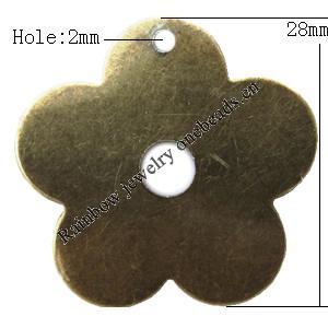 Iron Jewelry finding Pendant Lead-free, Flower 28x28mm Hole:2mm, Sold by Bag
