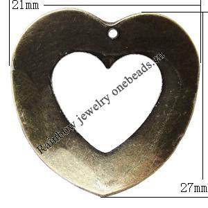 Iron Jewelry finding Pendant Lead-free, Hollow Heart 27x21mm Hole:1mm, Sold by Bag