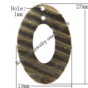 Iron Jewelry finding Pendant Lead-free, Oval 19x27mm Hole:1mm, Sold by Bag