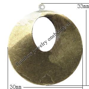 Iron Jewelry finding Pendant Lead-free, 30x33mm Hole:1mm, Sold by Bag