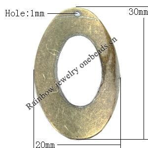 Iron Jewelry finding Pendant Lead-free, Hollow Oval 20x30mm Hole:1mm, Sold by Bag