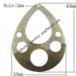 Iron Jewelry finding Connectors/links Pb-free, Hollow Teardrop 38x49mm Hole:2mm, Sold by Bag
