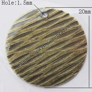 Iron Jewelry finding Pendant Lead-free, Round 20mm Hole:1.5mm, Sold by Bag