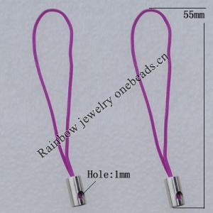 55mm Mobile Telephone or Key Chain Jewelry Cord with Iron cap, Sold by Bag