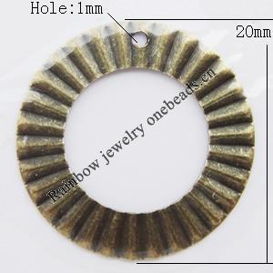 Iron Jewelry finding Pendant Lead-free, Donut 20mm Hole:1mm, Sold by Bag