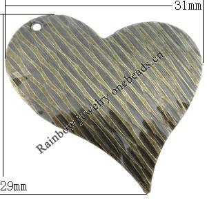 Iron Jewelry finding Pendant Lead-free, Heart 31x29mm Hole:2mm, Sold by Bag