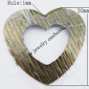 Iron Jewelry finding Pendant Lead-free, Hollow Heart 30x30mm Hole:1mm, Sold by Bag