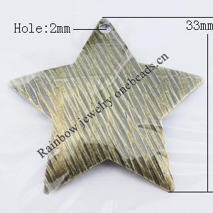 Iron Jewelry finding Pendant Lead-free, Star 33x33mm Hole:2mm, Sold by Bag