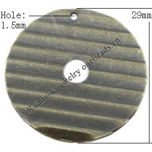 Iron Jewelry finding Pendant Lead-free, Round 29mm Hole:1.5mm, Sold by Bag