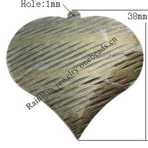 Iron Jewelry finding Pendant Lead-free, Heart 38x38mm Hole:1mm, Sold by Bag