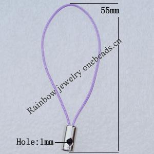 55mm Mobile Telephone or Key Chain Jewelry Cord with Iron cap, Hole:1mm Sold by Bag