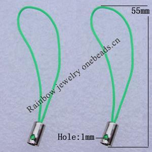 55mm Mobile Telephone or Key Chain Jewelry Cord with Copper cap, Hole:1mm Sold by Bag