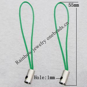 55mm Mobile Telephone or Key Chain Jewelry Cord with Copper cap, Hole:1mm Sold by Bag